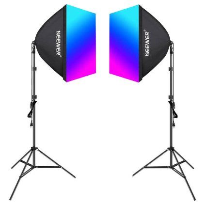 Sada Neewer NK800 dva softboxy + žárovky RGB 24W 2700-6500K + stativy + stínítka  Neewer