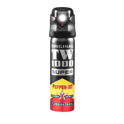 TW1000 Pepřový sprej Jet Super s LED světlem, pojistkou a pružinovým vyklápěcím uzávěrem 75 ml  TW1000