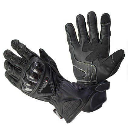 Rukavice moto CAP kožené dlouhé černé M (Velikost M)