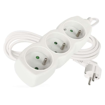 Prodlužovací kabel EMOS 3m, 3 zásuvky, bílý, PVC, 1,5mm2  EMOS