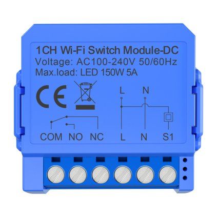 Inteligentní jednokanálový spínací modul WiFi s beznapěťovým stejnosměrným kontaktem Avatto WSM16-DC-1