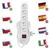 Prodlužovací kabel EMOS 10m, 5 zásuvek, s vypínačem, bílý, PVC, 1,5mm2  EMOS