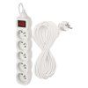 Prodlužovací kabel EMOS 10m, 5 zásuvek, s vypínačem, bílý, PVC, 1,5mm2  EMOS